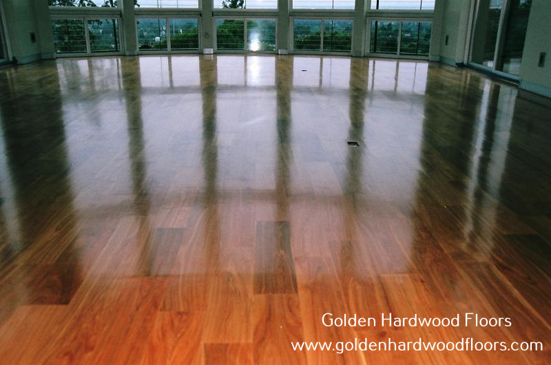 Unfinished Solid Red Birch 3/4"x5" hardwood flooring installation, sanding, finishing with Dura Seal Sealer, Semi-Gloss Polyurethane by Golden Hardwood Floors, in Los Altos, CA. Free Quote.